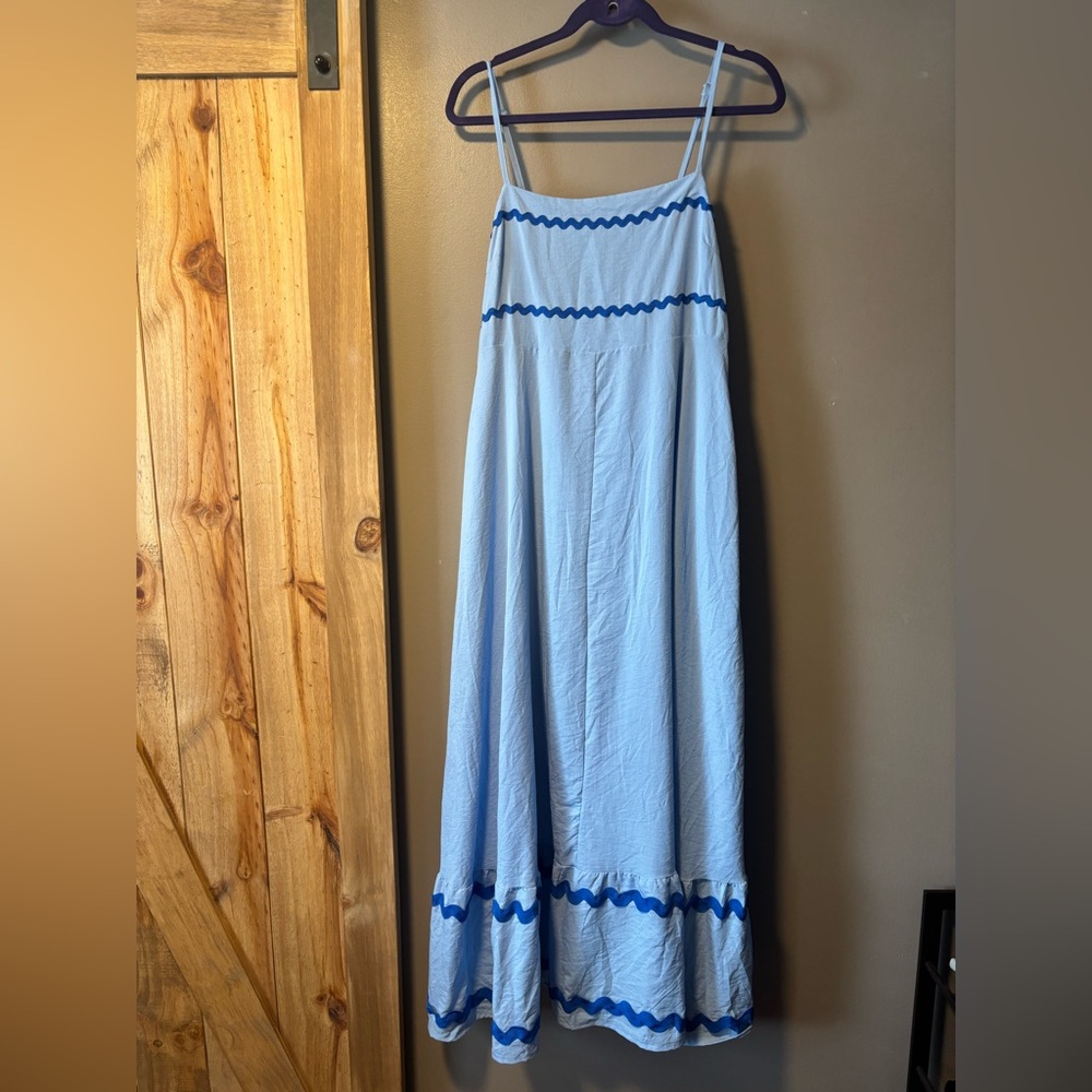 Blue Maxi Dress with Strappy Design